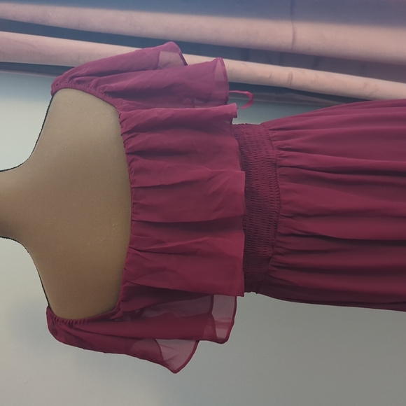 Ever Pretty flowy wine red gown front split size 10 - Picture 7 of 14